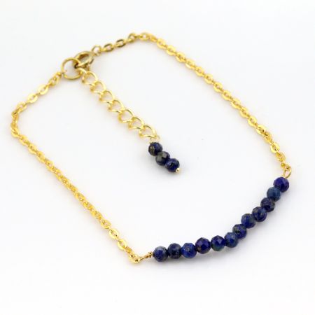 Lapis Beaded bracelet dainty minimalist bracelet, Brass 22k gold plated bracelet, Handmade jewelry